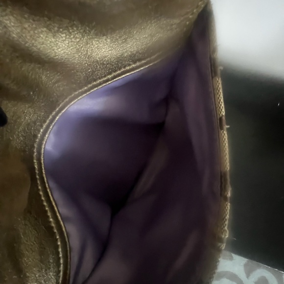 Coach Bleeker Signature Buckle Flap Gold Metallic and Brown Signature Bag - Picture 14 of 15